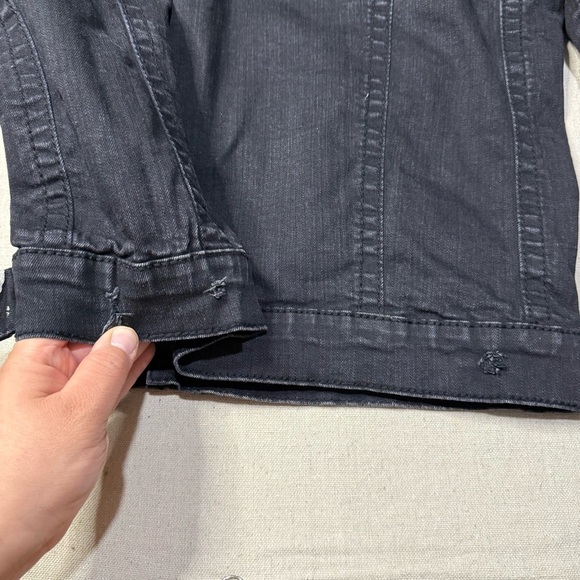 VTG Rock Revival Jacket Men Large Black Distressed Studded Embroidered Y2K Denim - Picture 4 of 7